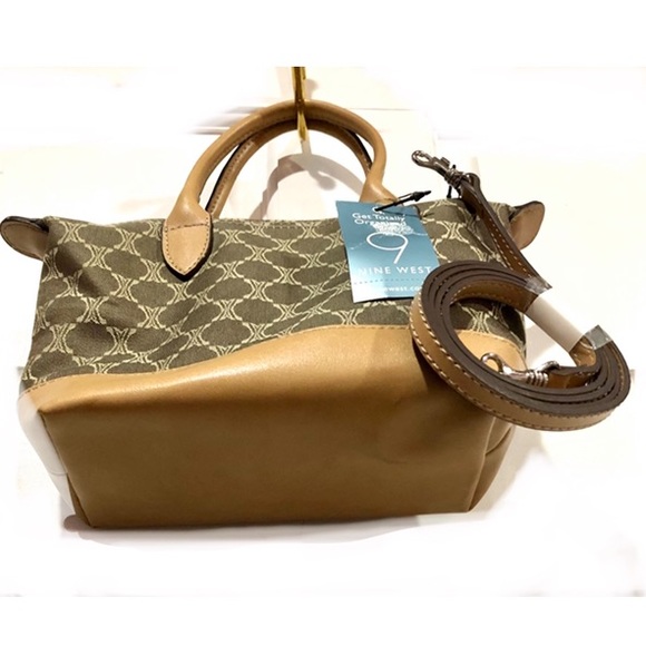 🦋NINE WEST organized natural color handbag w/crossbody strap size9x6 NWT - Picture 2 of 13